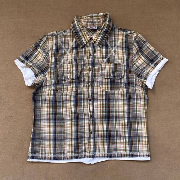Tops - Plaid Short Sleeve Western Shirt